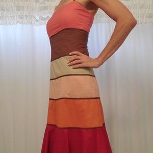 Sleeveless Tiered Color Block Midi Dress